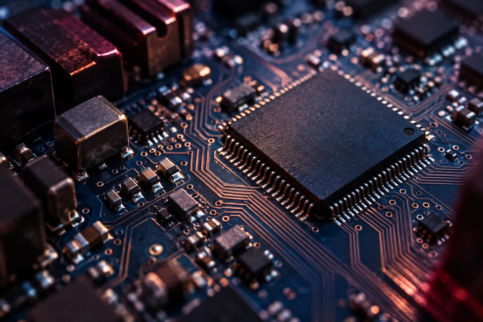 Close view of a computer circuit board
